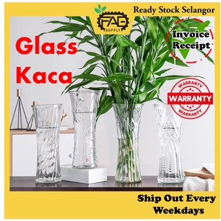 Pasu Kaca Tinggi 25cm 30cm Pasu Gubahan Transparent Glass Vase Flower Arrangement