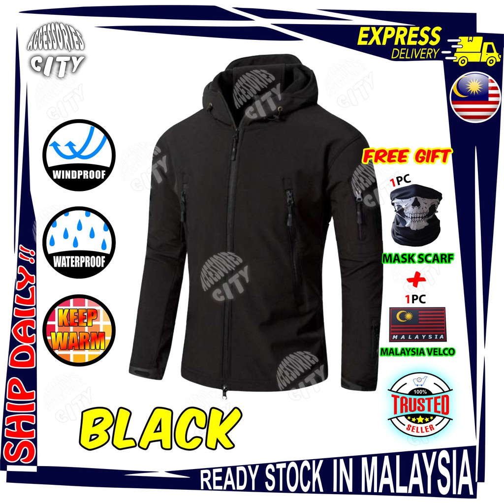 Jacket Waterproof Malaysia Sharkskin Military Jacket Lelaki Shark Skin Sweater Windbreaker Motorcycle Jaket Motor Rider