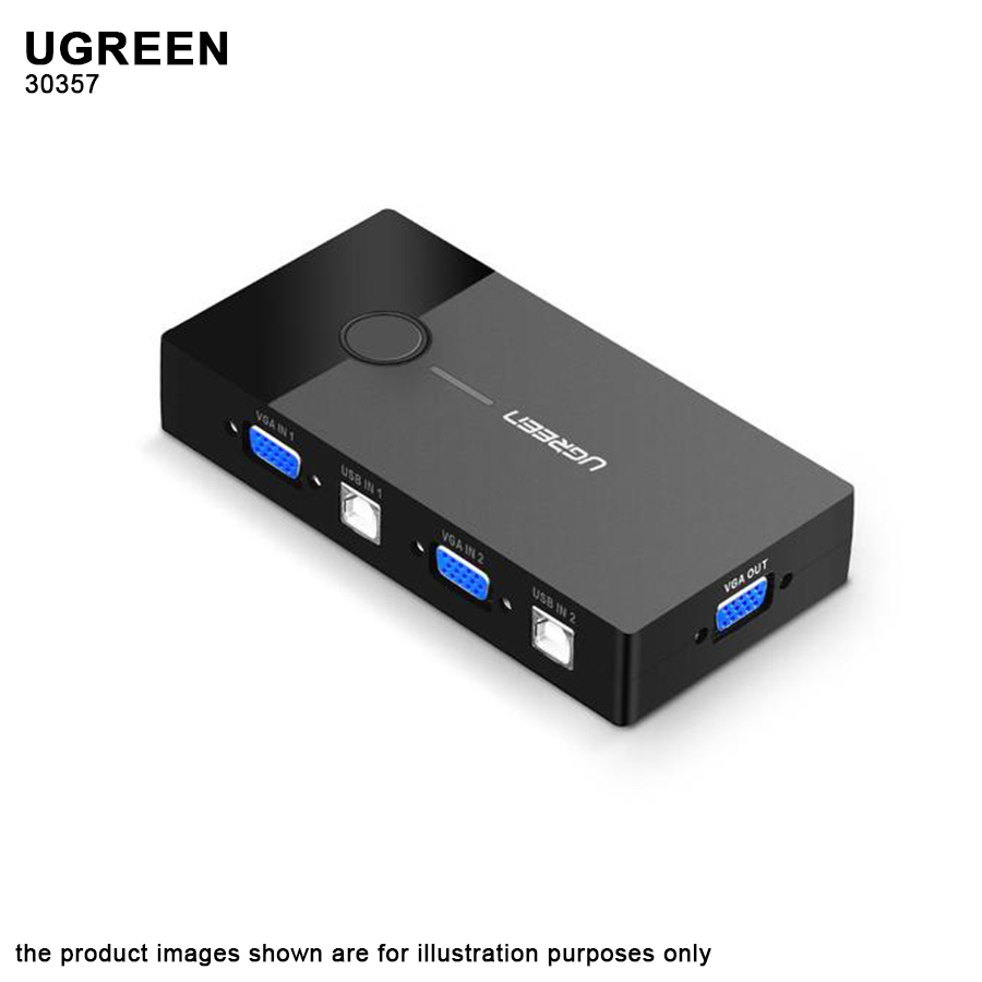 UGREEN USB KVM Switch Box 2 Port VGA Video Sharing Adapter 2 in 1 Out Manual Switcher with USB Cables