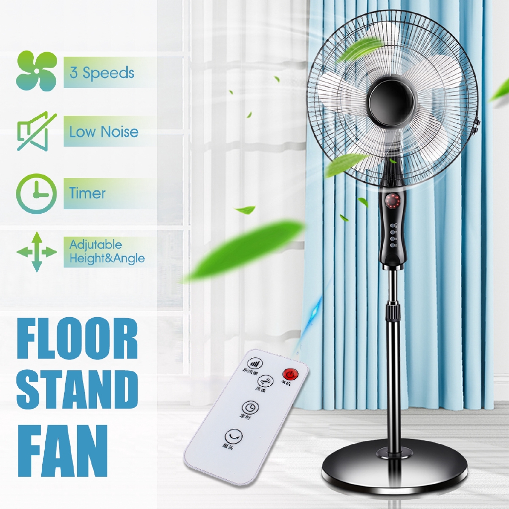 16 Floor Fan Stand Timer Fan 15cm Adjutable Height Angle With Remote Control Shopee Malaysia