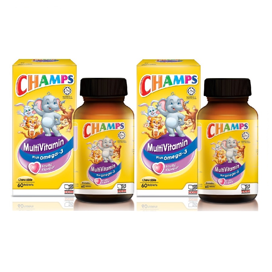 CHAMPS MULTIVITAMIN WITH OMEGA3 CHEWABLE TABLET (2X60'S) Shopee Malaysia