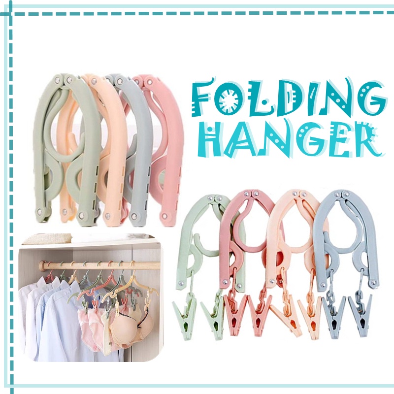 (1 PCS) Folding Hanger Portable Travel Foldable Plastic Hanger Non-slip ...