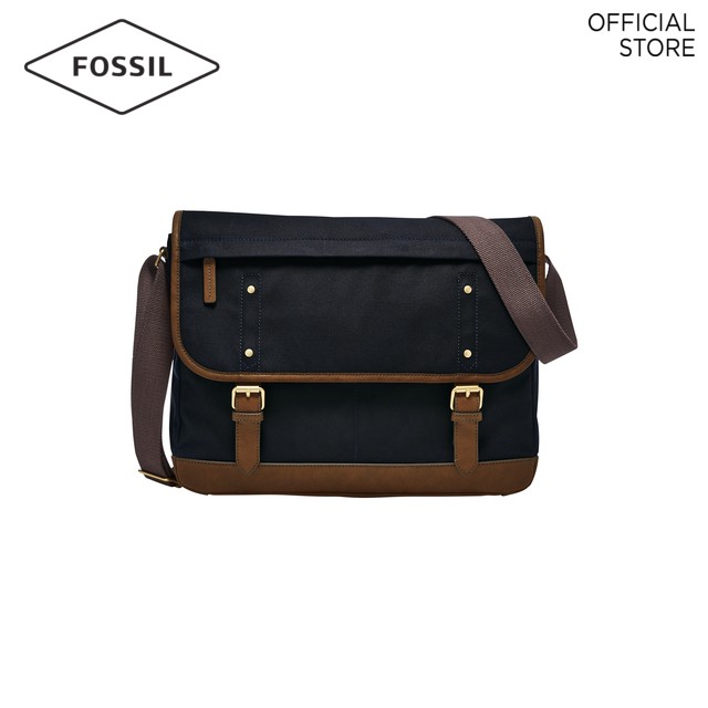 fossil men's buckner leather messenger bag