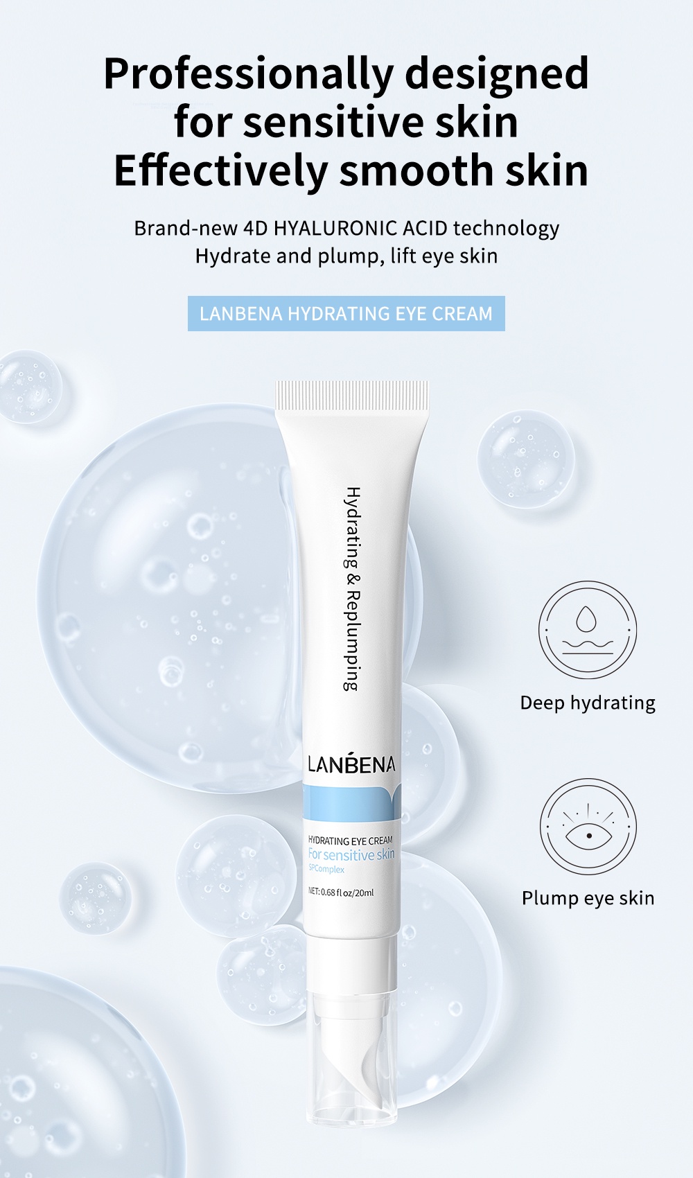 LANBENA 4D Hyaluronic Acid Hydrating Eye Serum Hydrate Throughout The