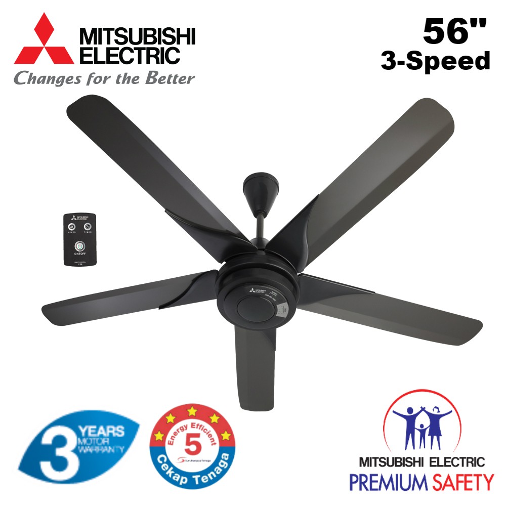 Mitsubishi C56 Rq5 56 Inch Remote Ceiling Fan 5 Blade 3 Speed