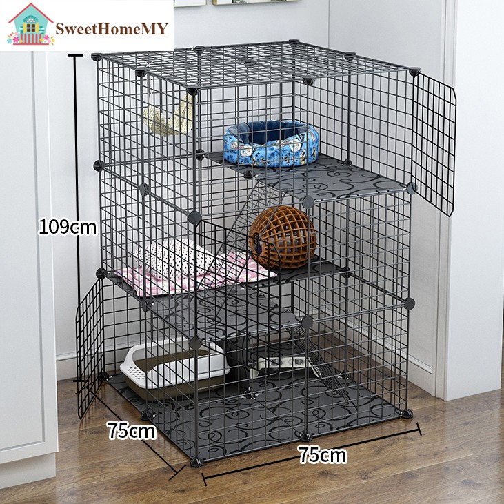 2 Free Gift T&C SweetHomeMY 12 Cubes Extra Large Steel Wire Cat Cage Cat Rest Play House with