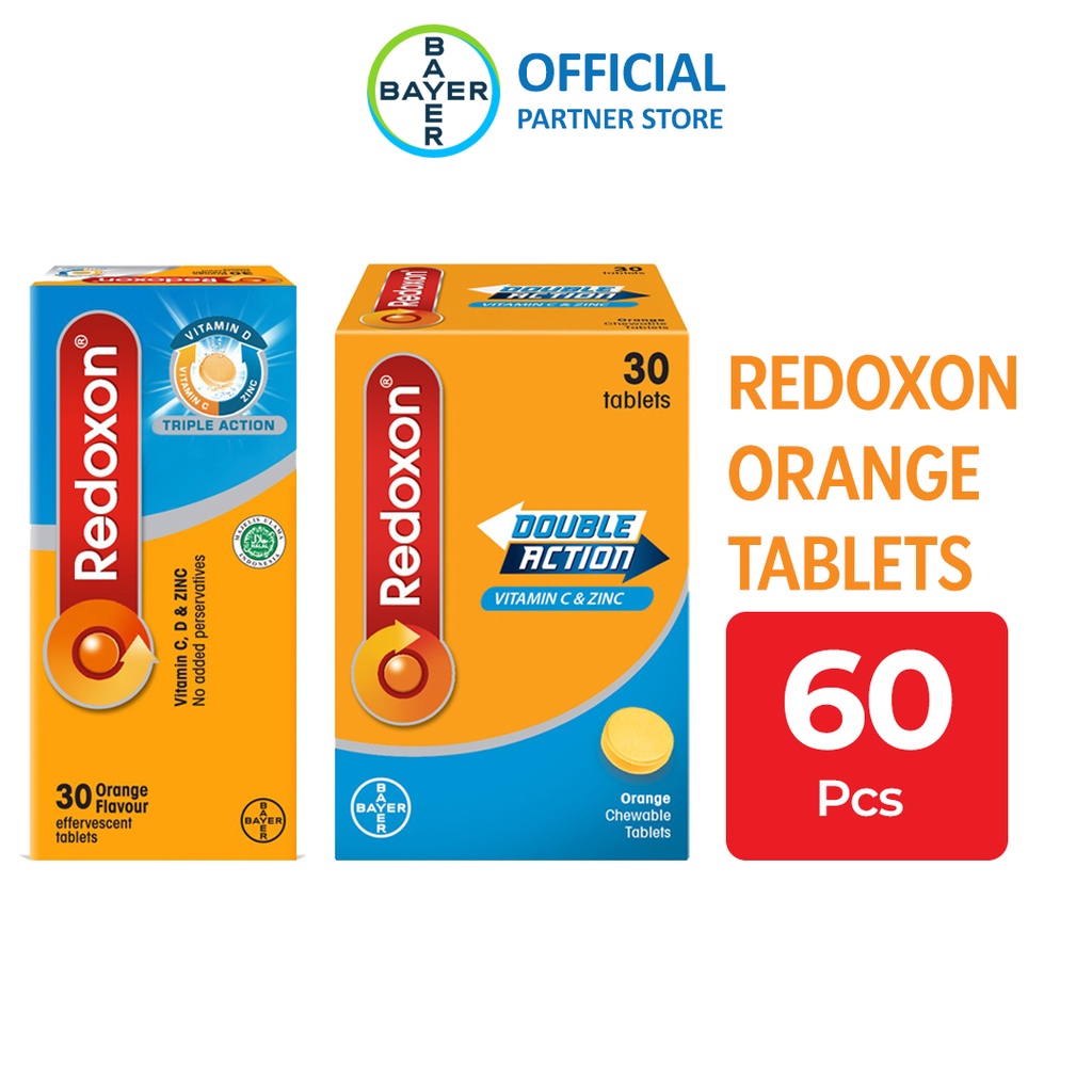 Redoxon Triple Action Effervescent Orange Tablets(30's)+Redoxon Double Action Chewable Tablets