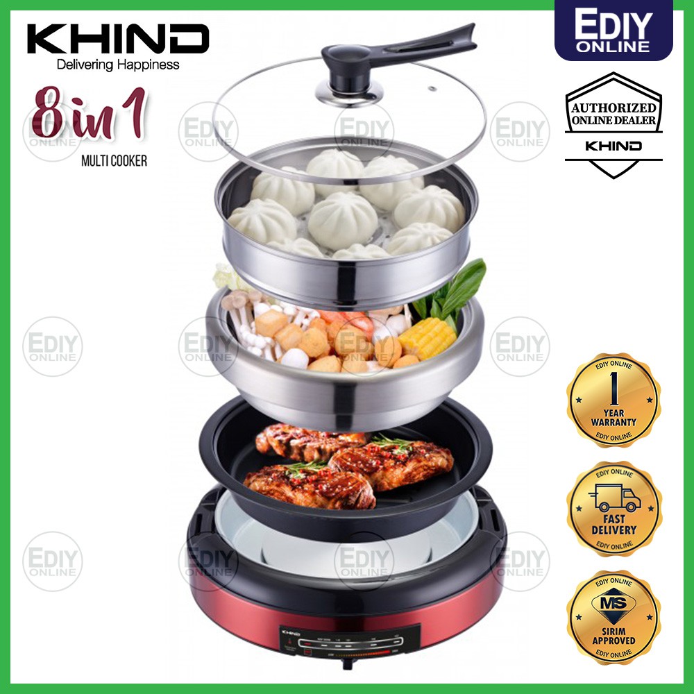 KHIND MC388 MC-388 MULTI COOKER 8 IN 1 Hotpot Steam Stir Fry Deep Fry Barbeque BBQ Boil Braise Stew Goreng Stim 多功能电饭煲