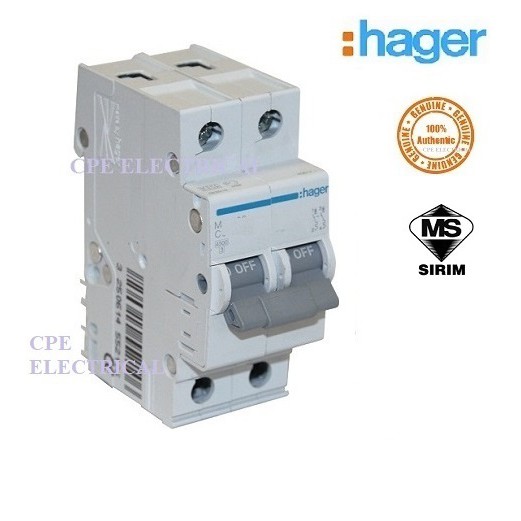 Hager My263e 63a 2 Pole Mcb 4 5ka With Sirim Approve Shopee Malaysia