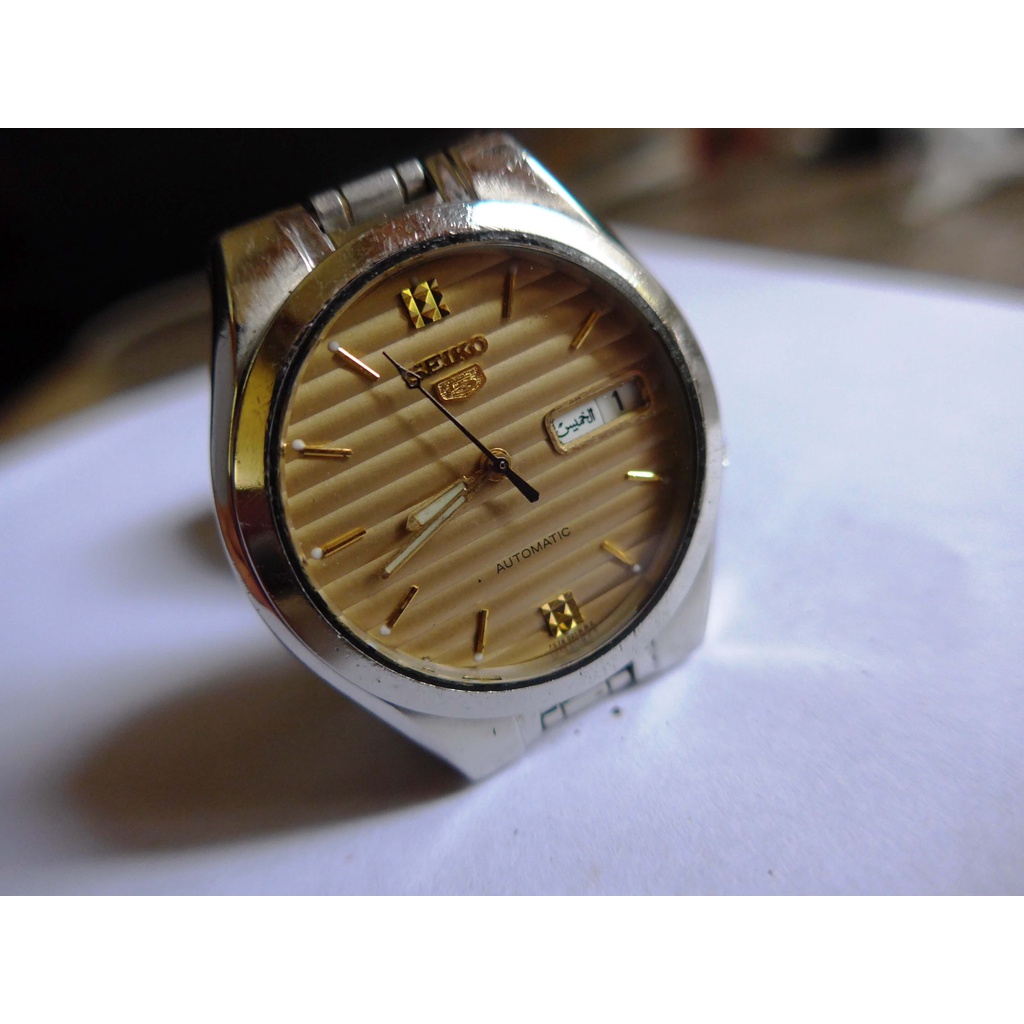 Seiko 5 Automatic Round Gold Plated Shutter Design Watch | Shopee Malaysia