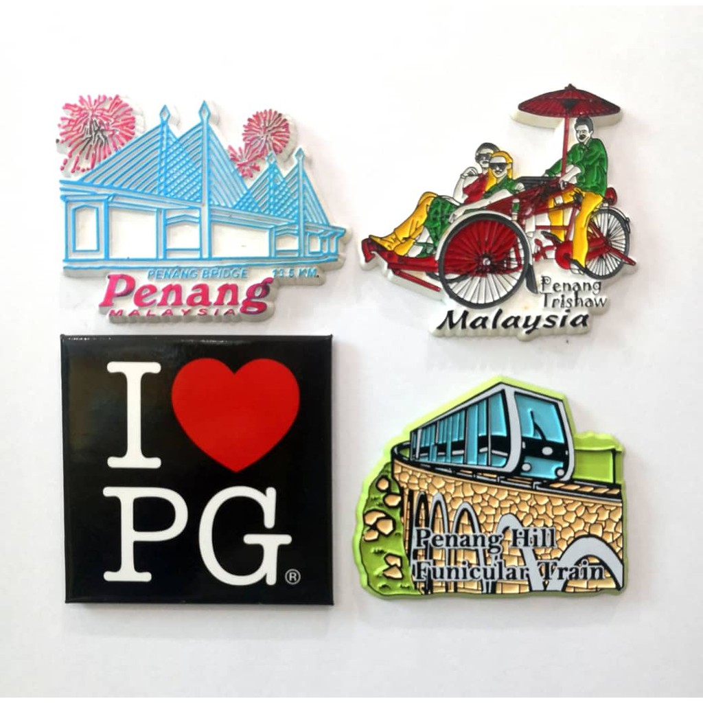 Penang Souviner Fridge Magnets (PVC) - Beca / Penang Hill / Penang Bridge