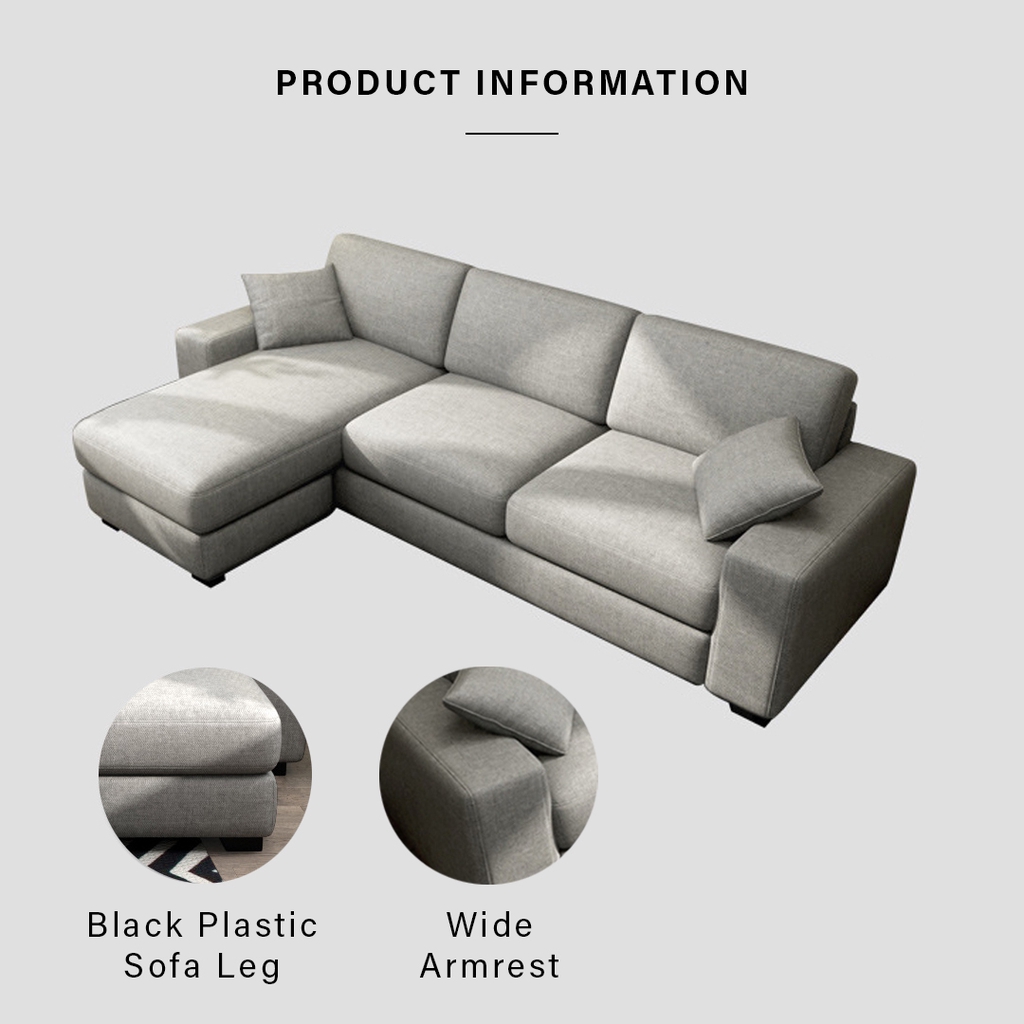 FINSSO: Lauren 868 L-Shape Sofa FREE stool and 2 small pillow [FREE INSTALLATION]