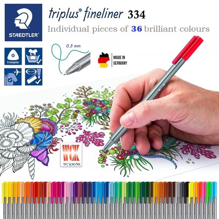 334 C36 STAEDTLER 36 Brilliant Vibrant Coloured Triplus Fine Liners 