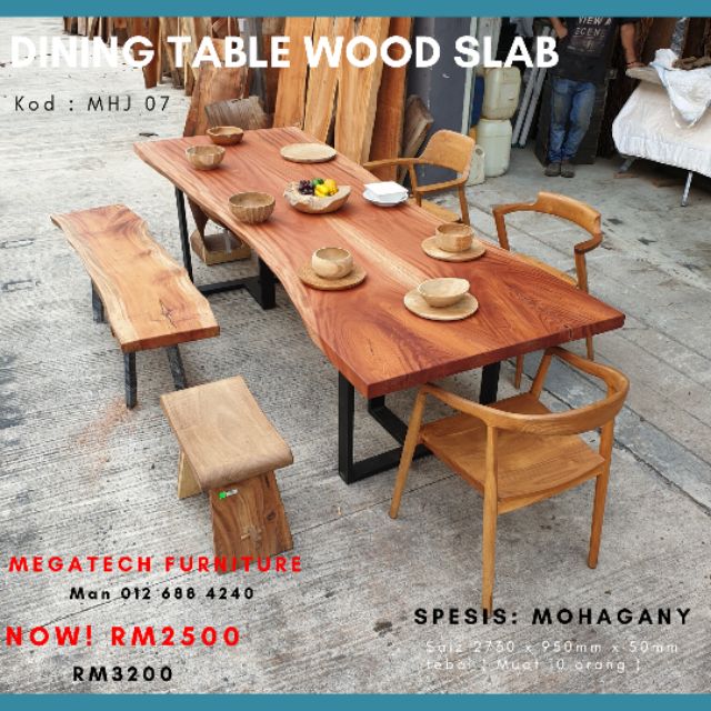  MEJA  MAKAN  DINING TABLE WOOD SLAB Shopee Malaysia