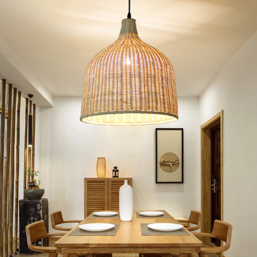 Modern Round Rattan Bamboo Style Ceiling Pendant Light Lamp