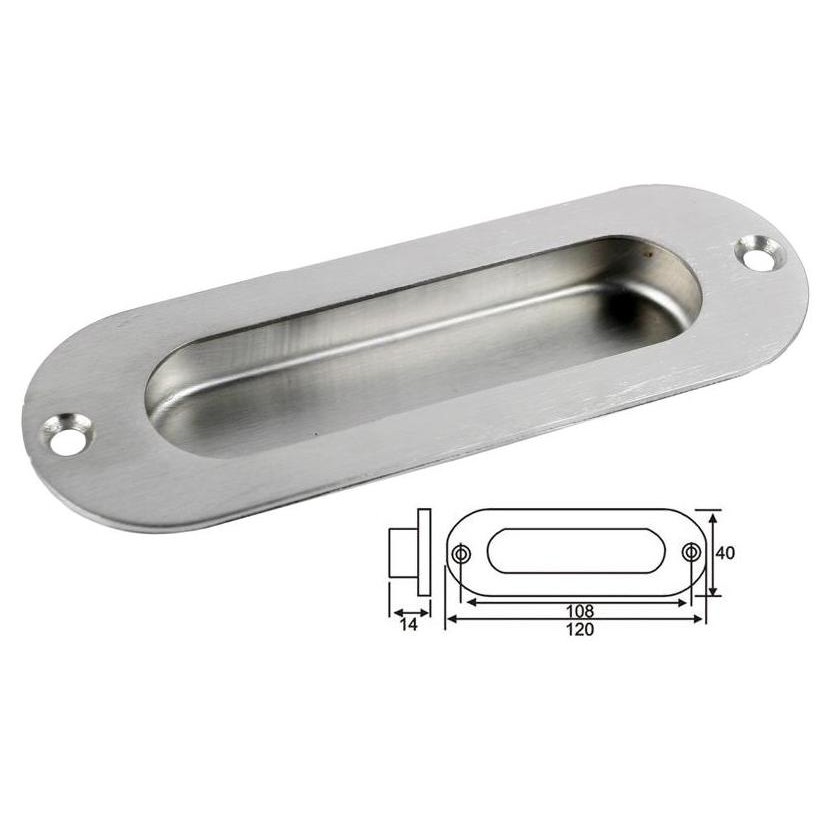 Stainless Steel Oval Recessed Flush Pull Drawer Door Cupboard