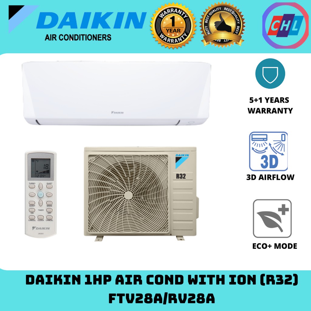 DAIKIN 1HP AIR COND NON-INVERTER WITH ION (R32) FTV28A/RV28A | Shopee Malaysia