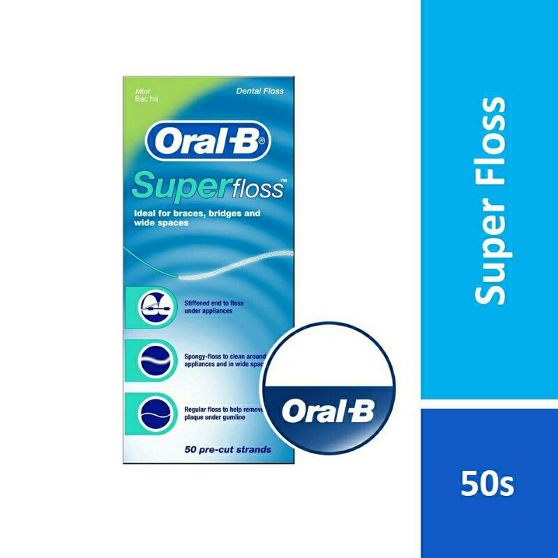 Super Floss Oral B (50 strands) - Perfect for Braces & Bridges