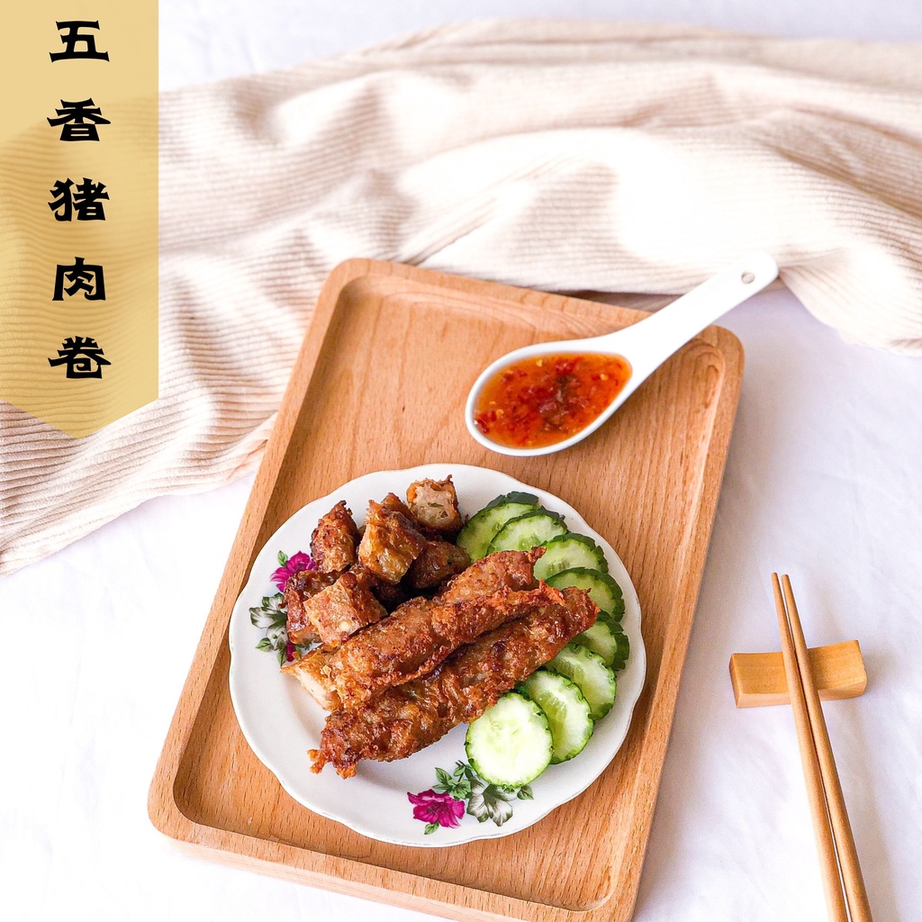 五香猪肉卷现货冷冻冷藏槟城春卷住家糕点手工纯天然 (5 pcs) Five Spice Meat Roll Homemade Healthy Ready Stock Frozen Penang Lobak Spring Roll