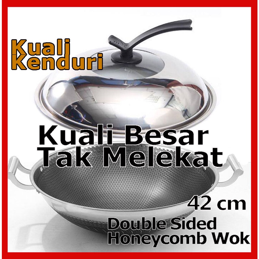 Kuali Non Stick Wok Stainless Steel Non Stick Wok