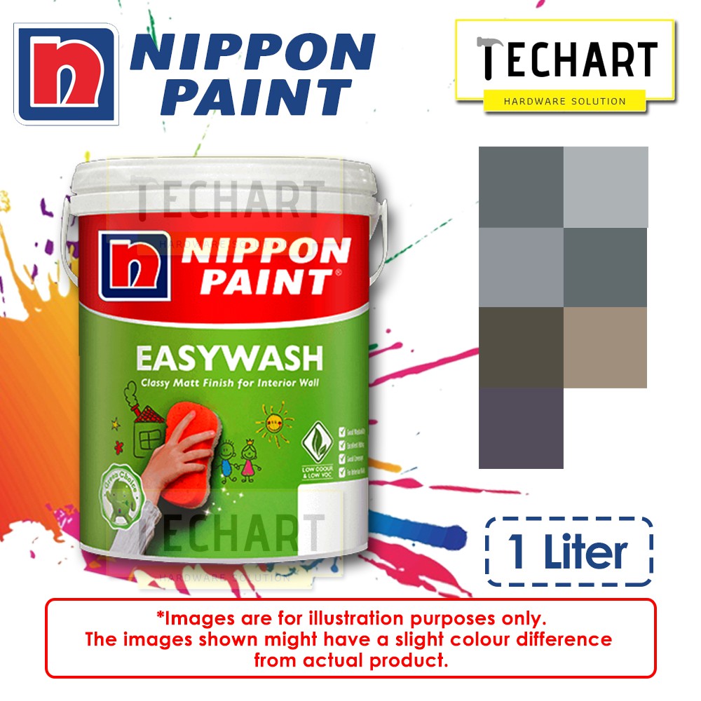 Nippon Paint Easy Wash 1L Top Coat Environmental Friendly Painting Grey [ Water Based ] Color