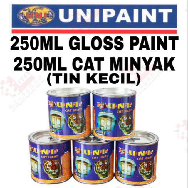 Unipaint 8000 High Gloss Paint 250ml Cat Minyak Cat Kilat 250ml Black White Red Blue Green Yellow Silver Colour Shopee Malaysia