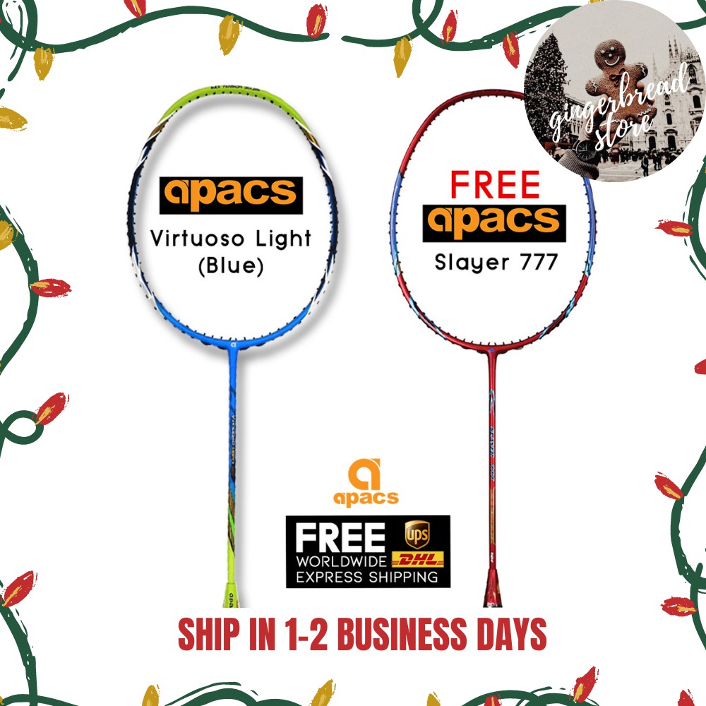 Apacs Virtuoso Light Badminton Racket(Blue) + [FREE] Apacs Slayer 777 Racket (Red) Apacs