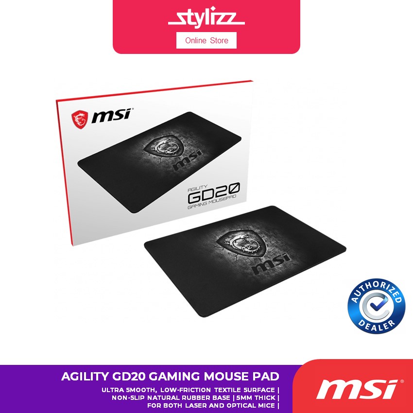 MSI AGILITY GD20 GAMING MOUSE PAD ULTRA-SMOOTH, LOW-FRICTION TEXTILE ...
