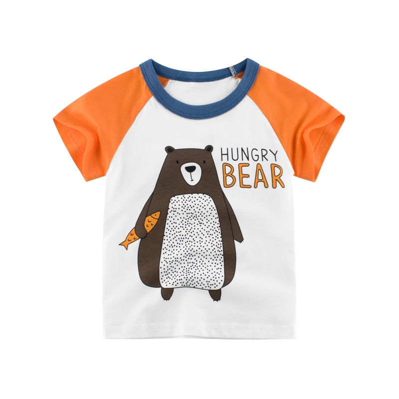 Ready Stock 2020 Korean Cartoon Hungry Bear Boy Shirts Kids Short Sleeve Top Baby Girl Clothing Shopee Malaysia - roblox hungry dino shirt