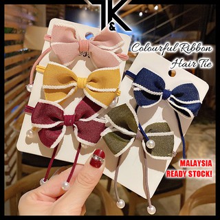 [SHIP FROM MALAYSIA] Korean Colourful Ribbon Hair Rope Women Hair Tie Tali Rambut 蝴蝶结发绳韩版发饰头饰