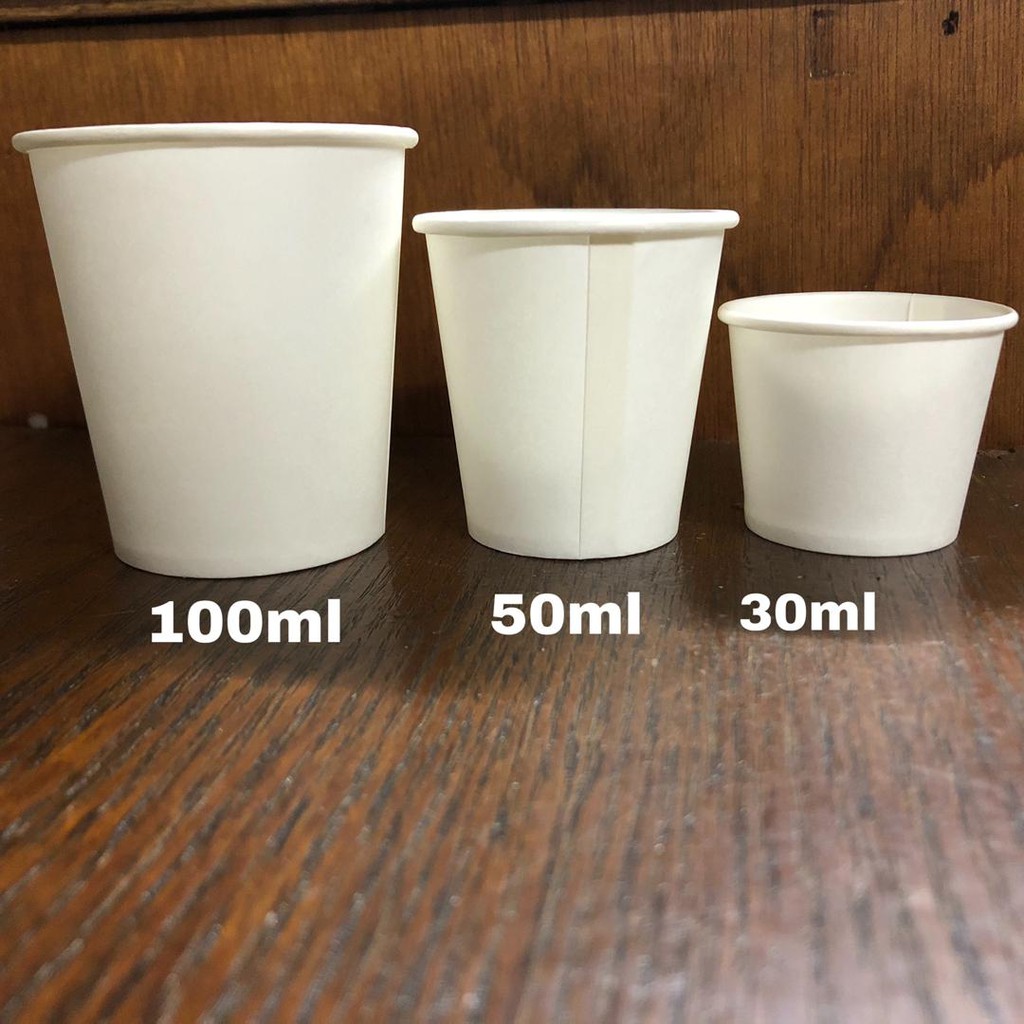 30ml / 50ml / 100ml Paper Sampling Cup [White] 100± pieces | Sample Cup