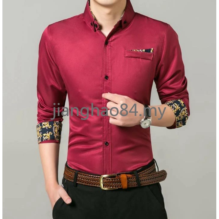 maroon business shirt