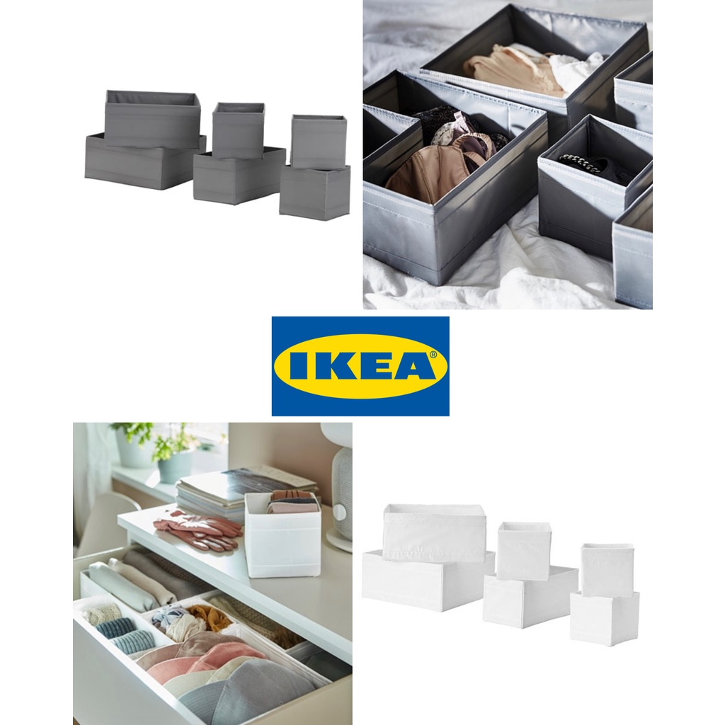 [READY STOCK] IKEA SKUBB BOX SET OF 6 WHITE GREY DRAWER ORGANIZER