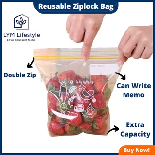 LYM Ziplock Food Storage Bag Reusable Food Grade Quality Double Zip - Small/Medium/Large (30/25/15 pcs)  食物收藏袋 食物保险袋