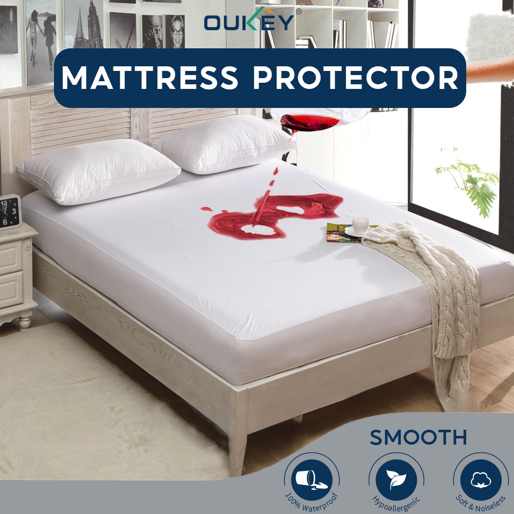 Smooth Waterproof Mattress Protector Anti Mites Dust Breathable Fitted BedSheet - 100% Washable Fabric