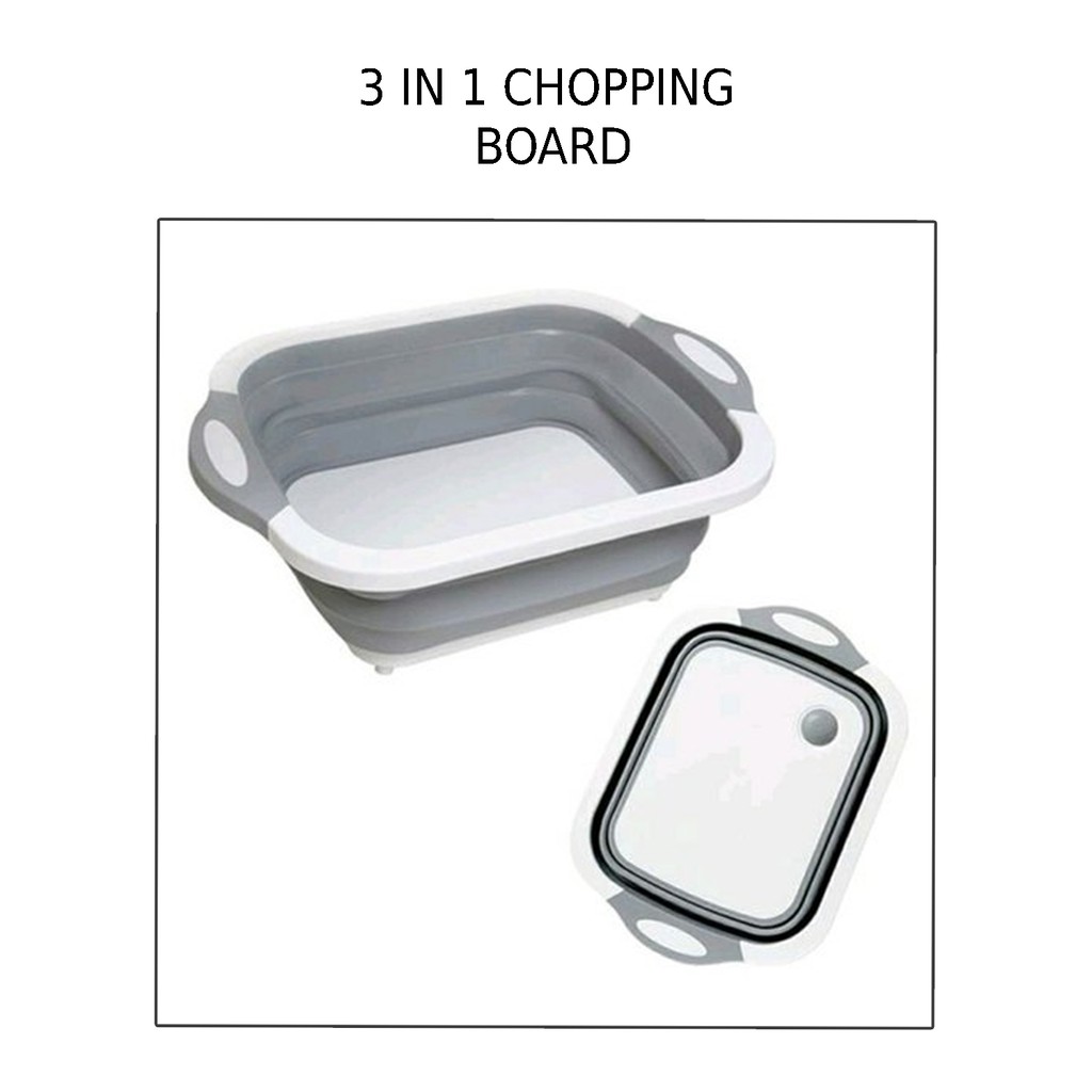 FREE POS 🌹[Local Seller] Folding Chopping Board 3 IN 1 Drain Basket Cutting Multipurpose Foldable Telesc