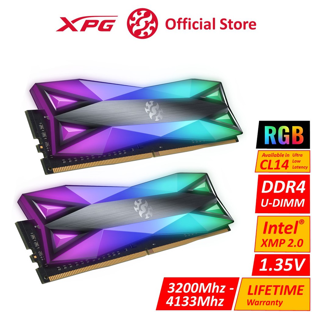 Adata Ram D60g Ddr4 Xpg 8gb 16gb 32gb 30 3600 4133 Mhz Shopee Malaysia