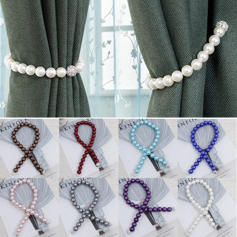 Simple Modern Buckle Holder Window Strap Magnetic Curtain Tieback Pearl Beads 