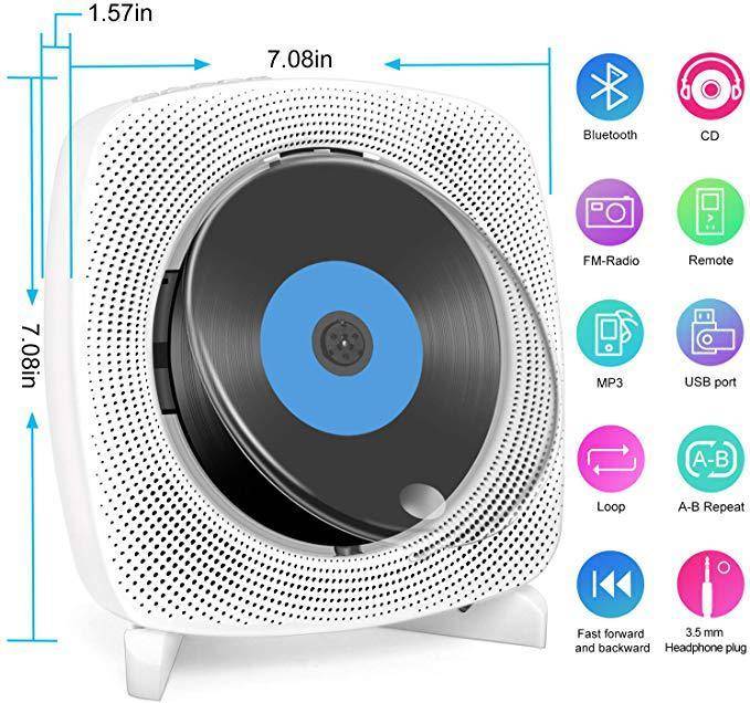 CD Player WallMounted Portable Home dvd player Bluetooth English learning CD repeat power