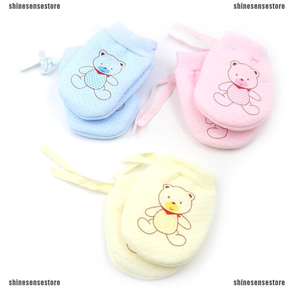Newborn Anti Scratch Gloves Mittens Baby Infant 4 Pairs Soft Cartoon Cotton