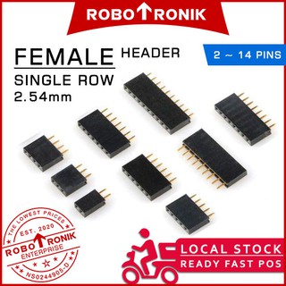 Female Header 2 ~ 14 pins, Pitch 0.1″ (2.54 mm) - Single Row Pin