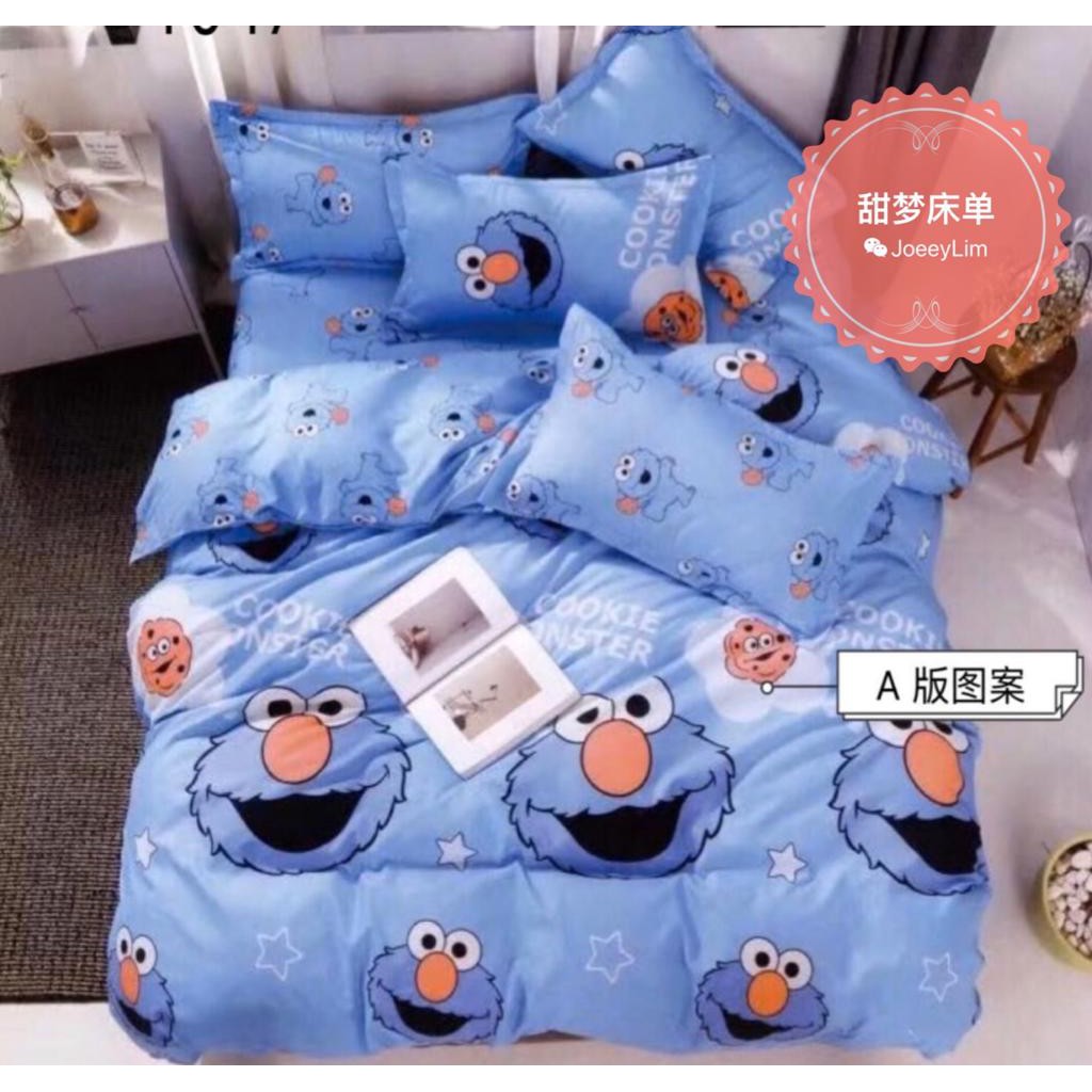 Vintage Funny Elmo Face Bedsheet 5in1 With Comforter Set For