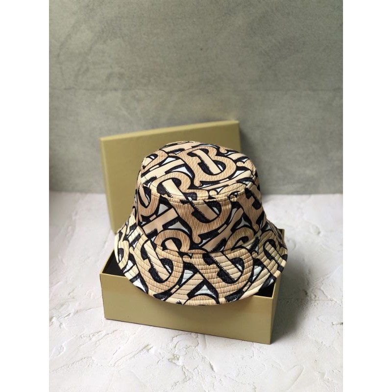 Burberry Premium Grade Monogram Print Cotton Canvas Bucket Hat in Dark  beige | Shopee Malaysia