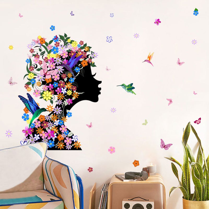 Butterfly Fairy Flower Girl Beauty Art Wall Stickers Pvc For Living Room Kids Room Home Decoration Wall Decal Home Decor Murals Shopee Malaysia