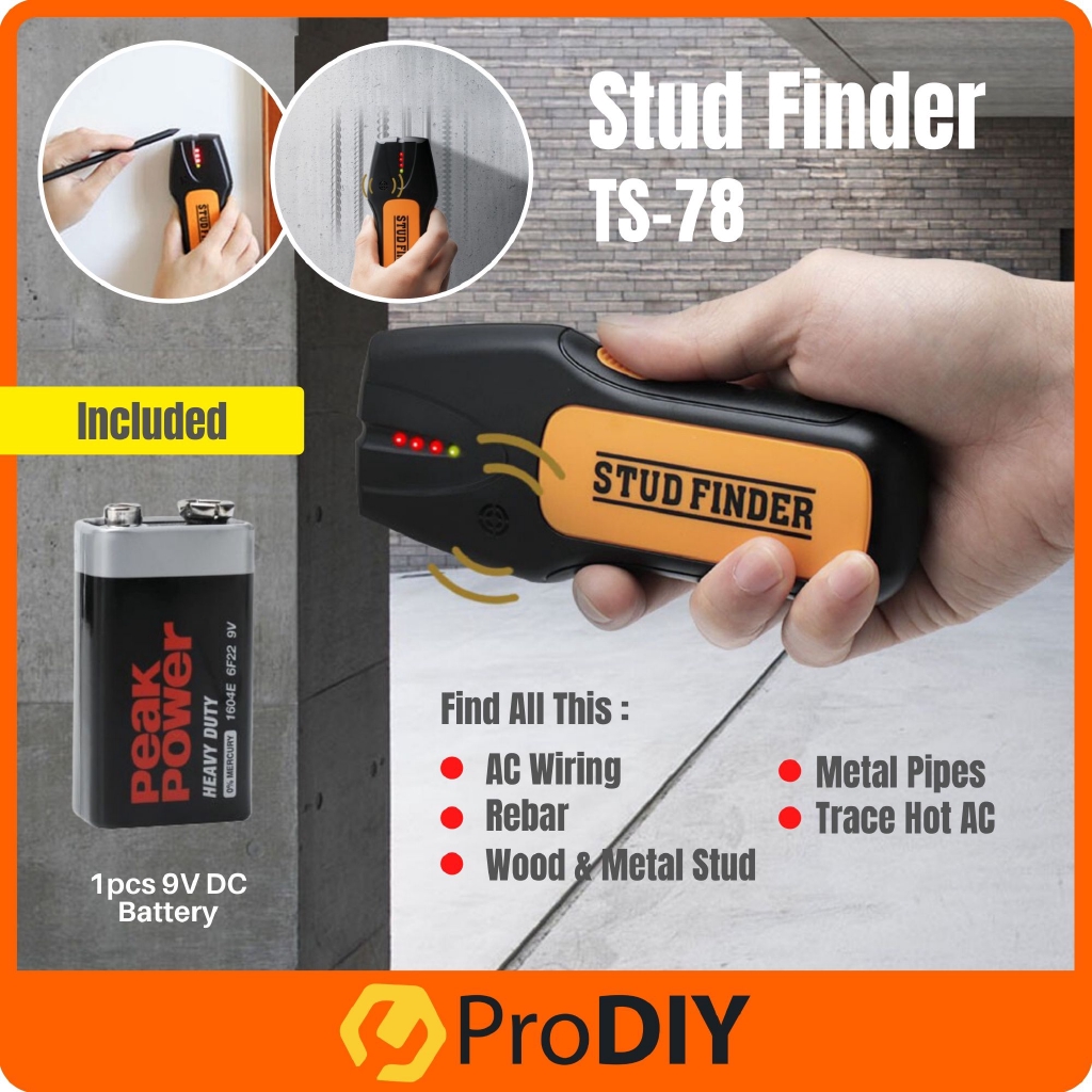 Stud Finder 3 in1 AC Wire Metal Detector Scanner Wood Metal Pipes Other Tool Alat Pengimbas Dalaman ( TS-78 )