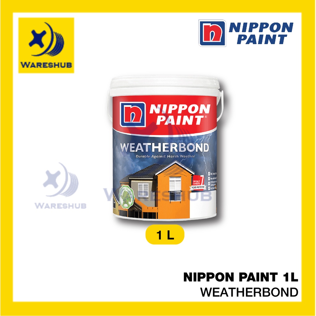 Nippon Paint 1L Weatherbond Paint Exterior Wall Paint Weathershield Off ...