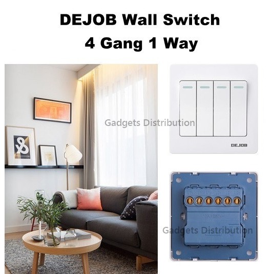 DEJOB Wall Mounted 4 Gang 1 Way Socket Four Gang One Way Switch 2392.1 ...