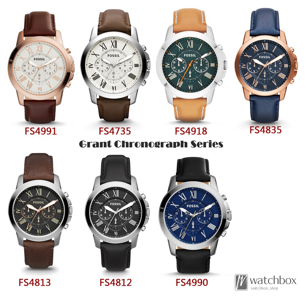 Original Fossil Grant Chronograph Quartz Men Watch Leather 44mm | Shopee  Malaysia