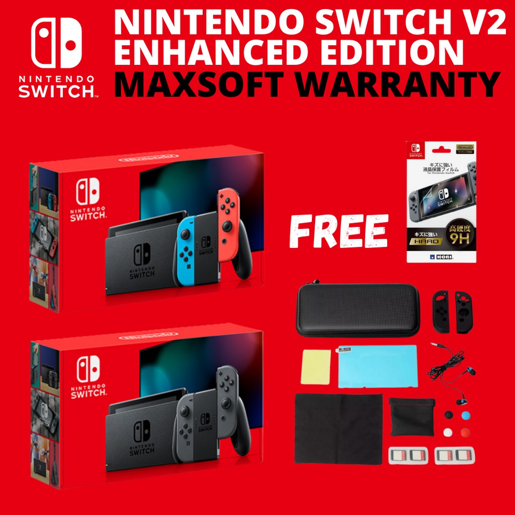 Nintendo Switch V2 Neon Grey Enhanced Edition Maxsoft 1 Year Warranty Shopee Malaysia