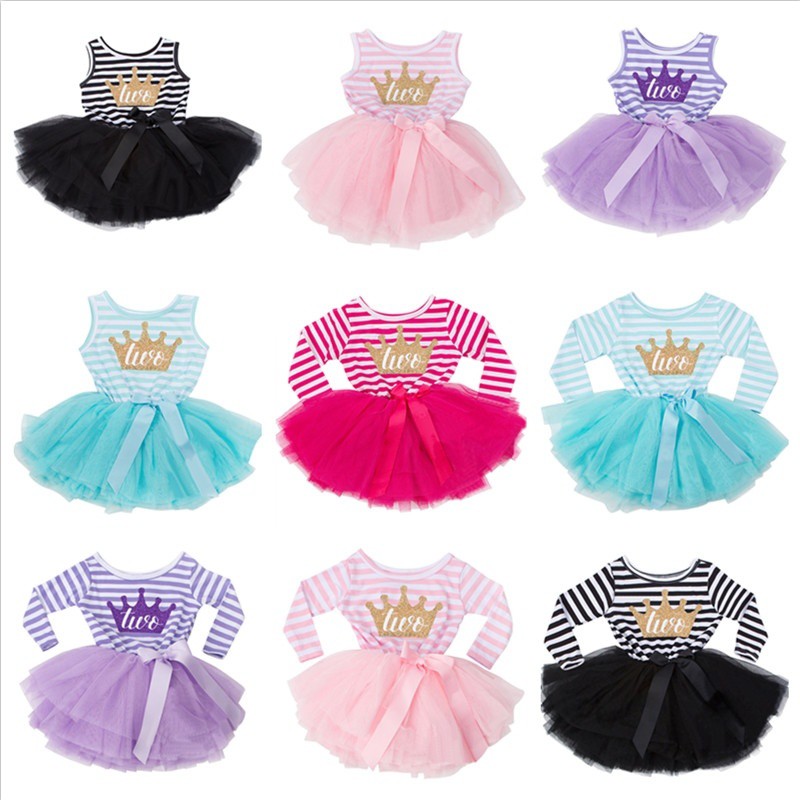 Baby Girl Second Birthday Dress 2 Styles Toddler Girl Clothes Tulle Flower Girl